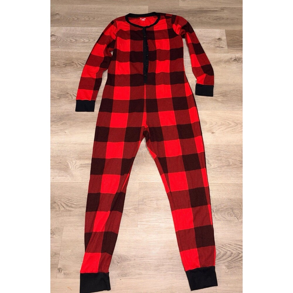 Women’s Old Navy‎ Onesie Pajamas red black plaid L EUC